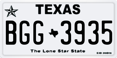 TX license plate BGG3935