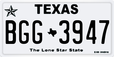 TX license plate BGG3947