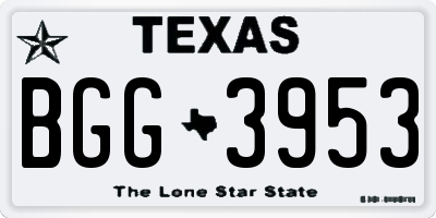TX license plate BGG3953