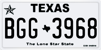 TX license plate BGG3968