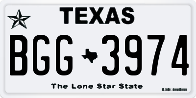 TX license plate BGG3974