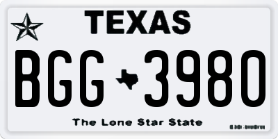 TX license plate BGG3980