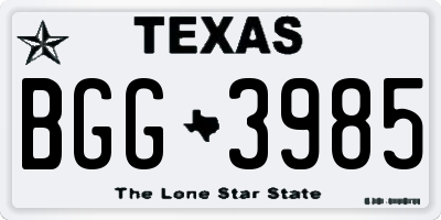 TX license plate BGG3985