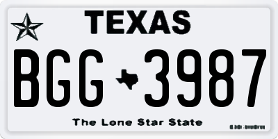 TX license plate BGG3987