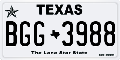 TX license plate BGG3988