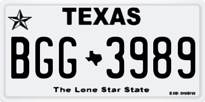 TX license plate BGG3989