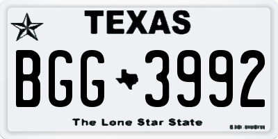 TX license plate BGG3992