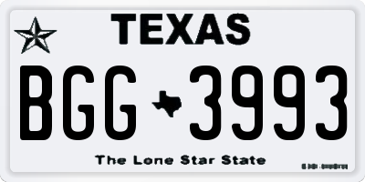 TX license plate BGG3993