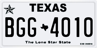 TX license plate BGG4010