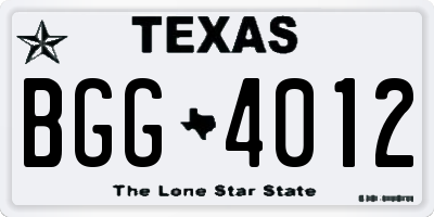 TX license plate BGG4012