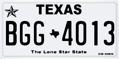 TX license plate BGG4013