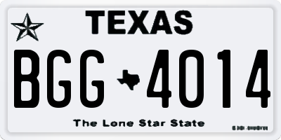 TX license plate BGG4014