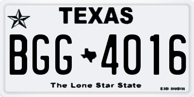 TX license plate BGG4016