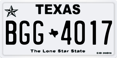 TX license plate BGG4017