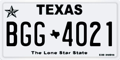 TX license plate BGG4021