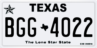 TX license plate BGG4022