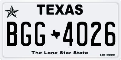 TX license plate BGG4026