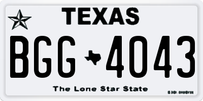 TX license plate BGG4043