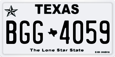 TX license plate BGG4059