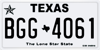 TX license plate BGG4061
