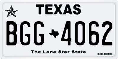 TX license plate BGG4062