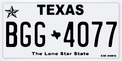 TX license plate BGG4077
