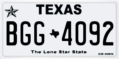 TX license plate BGG4092