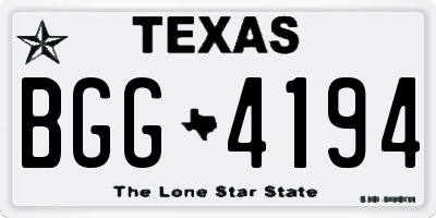 TX license plate BGG4194