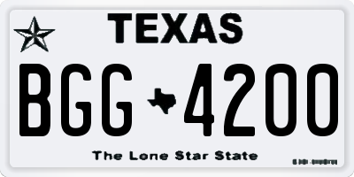 TX license plate BGG4200