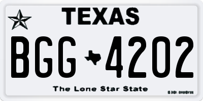 TX license plate BGG4202