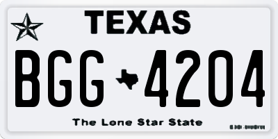 TX license plate BGG4204