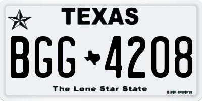 TX license plate BGG4208