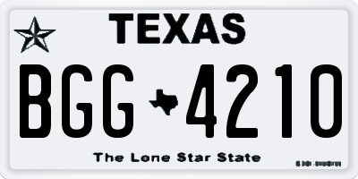 TX license plate BGG4210