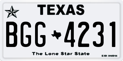 TX license plate BGG4231