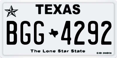 TX license plate BGG4292