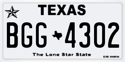 TX license plate BGG4302