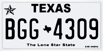TX license plate BGG4309