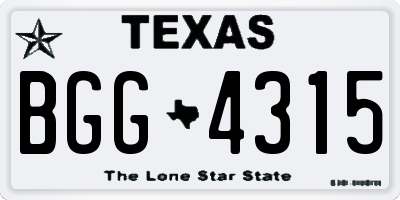 TX license plate BGG4315