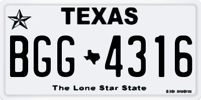 TX license plate BGG4316
