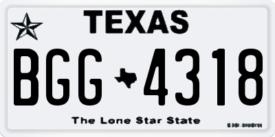 TX license plate BGG4318