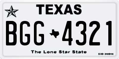 TX license plate BGG4321