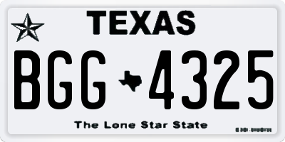 TX license plate BGG4325