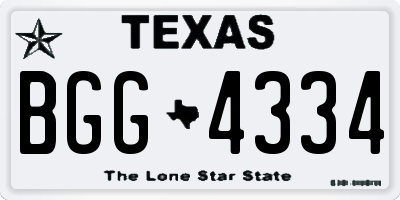 TX license plate BGG4334