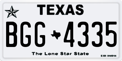 TX license plate BGG4335