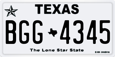 TX license plate BGG4345