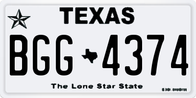 TX license plate BGG4374