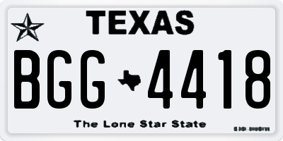 TX license plate BGG4418