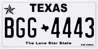 TX license plate BGG4443