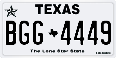 TX license plate BGG4449
