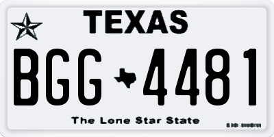 TX license plate BGG4481